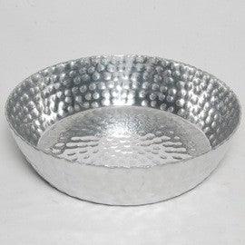 Round Silver Hand Hammered Serving Bowl - AFS