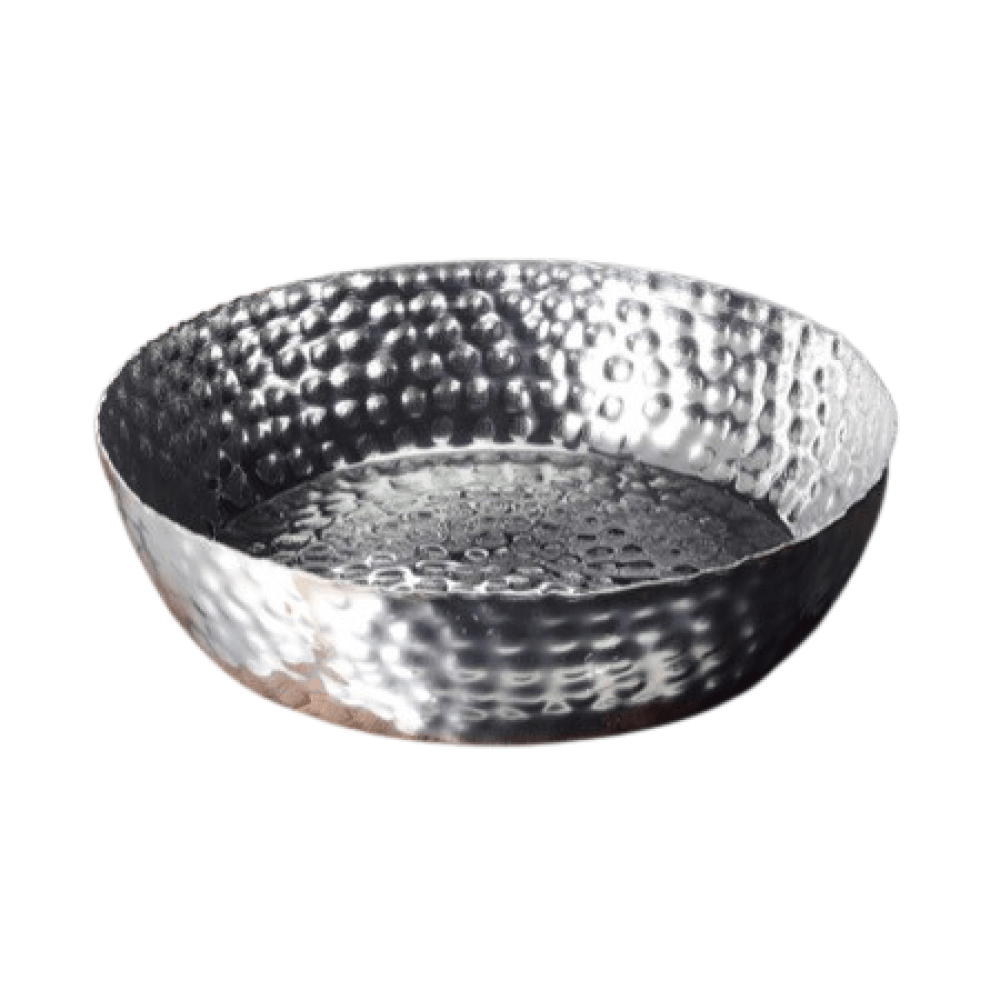 Round Silver Hand Hammered Serving Bowl - AFS