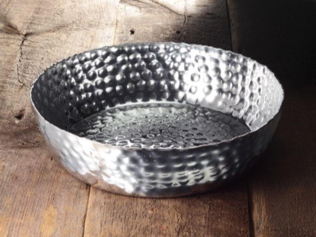 Round Silver Hand Hammered Serving Bowl - AFS