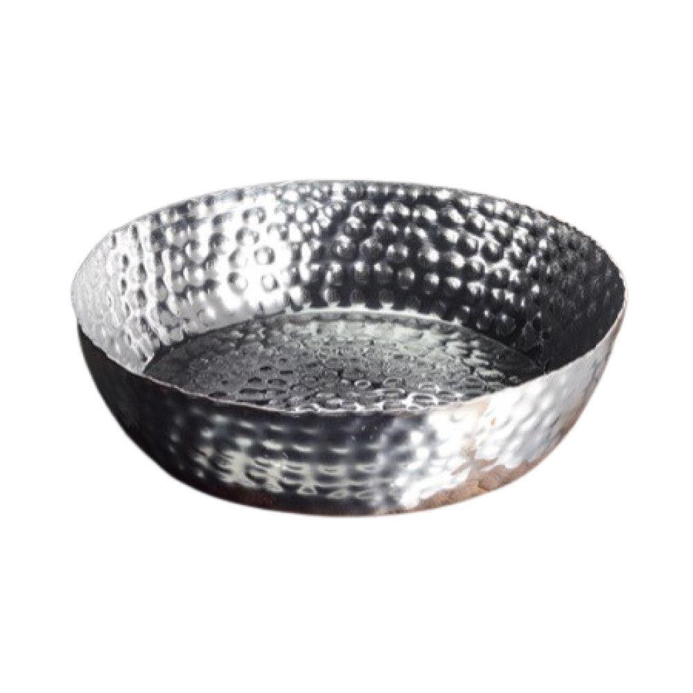 Round Silver Hand Hammered Serving Bowl - AFS