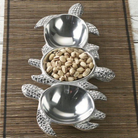 Silver Three Section Turtle Design Serving Tray - AFS