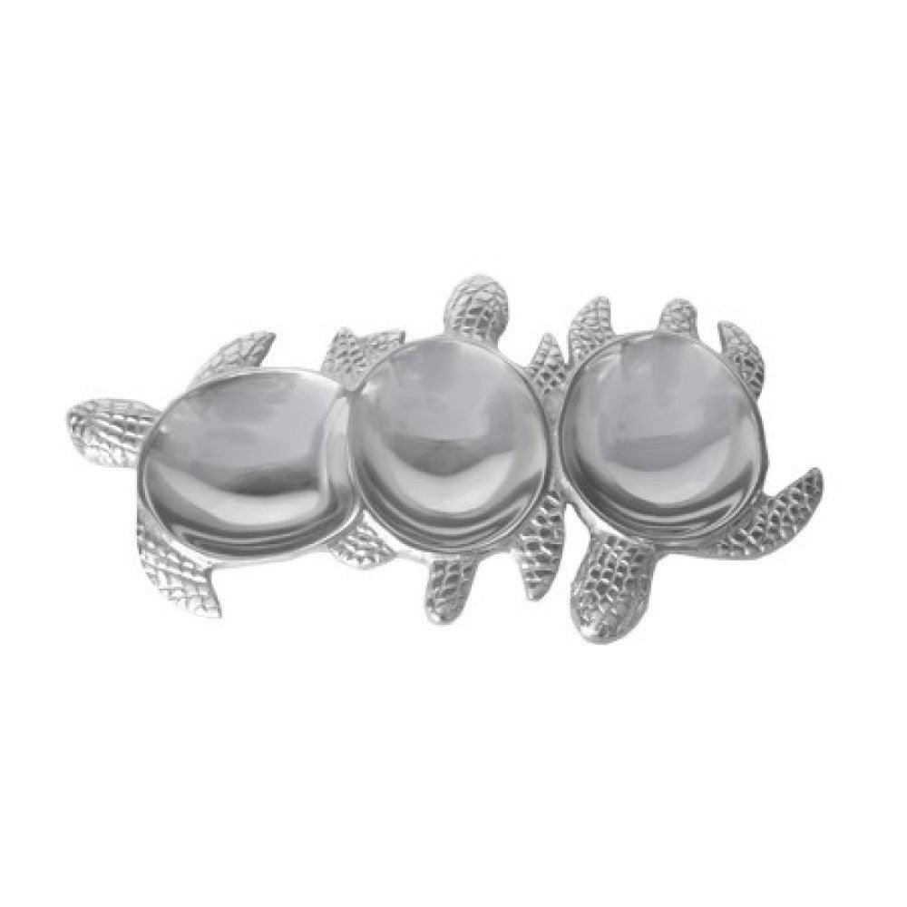 Silver Three Section Turtle Design Serving Tray - AFS