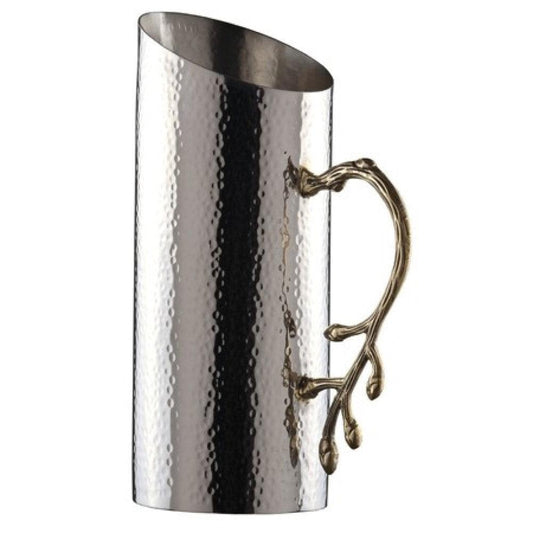 Cylindrical Leaf Handle Hammered Pitcher - AFS