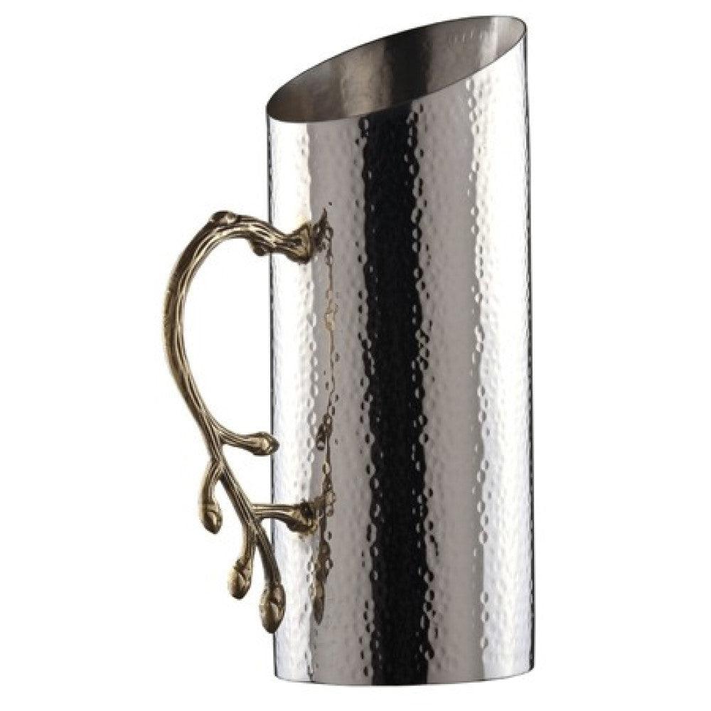 Cylindrical Leaf Handle Hammered Pitcher - AFS