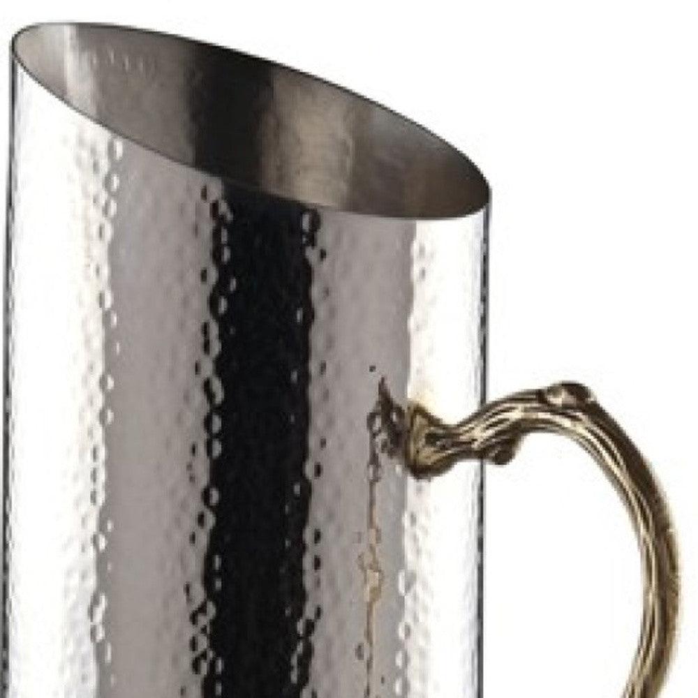 Cylindrical Leaf Handle Hammered Pitcher - AFS