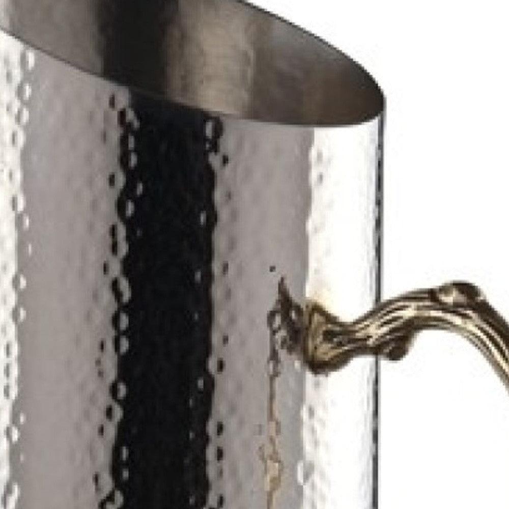 Cylindrical Leaf Handle Hammered Pitcher - AFS