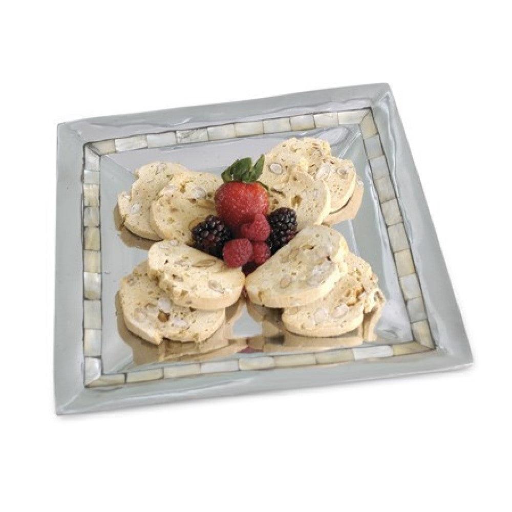 Square Silver and Mother of Pearl Serving Tray - AFS