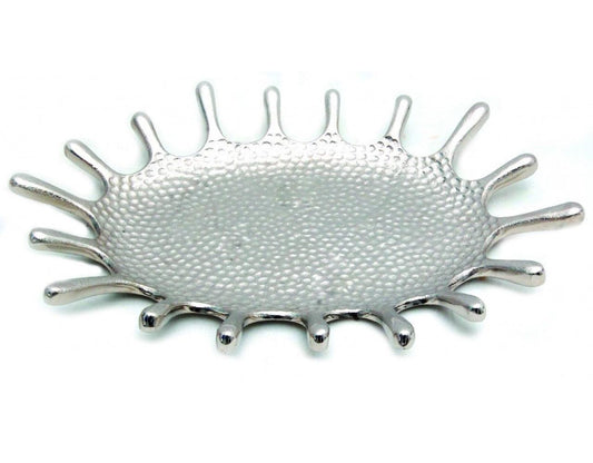 Silver Hammered Splash Design Serving Tray - AFS