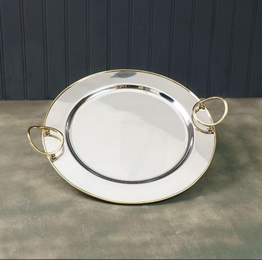 Round Gold Bordered Serving Tray - AFS