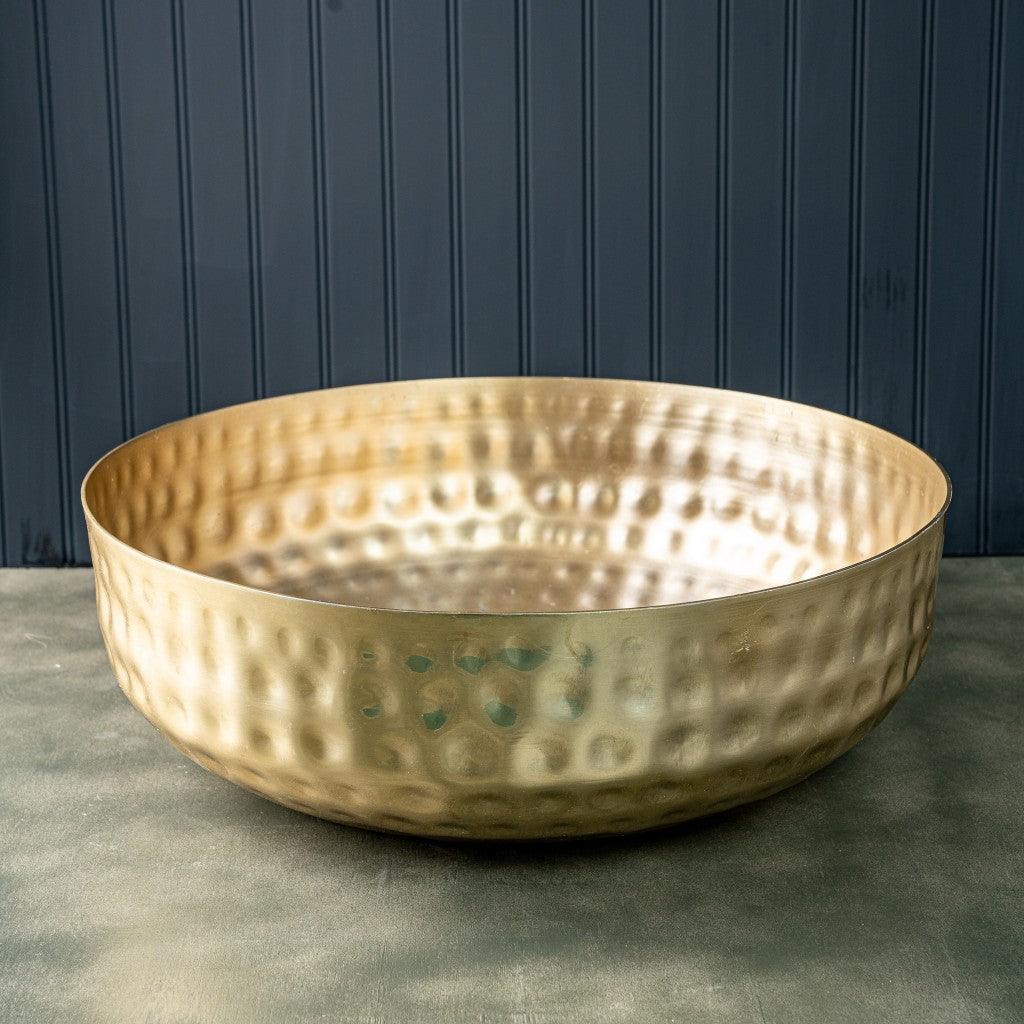 Gold Colored Round Hammered Bowl - AFS