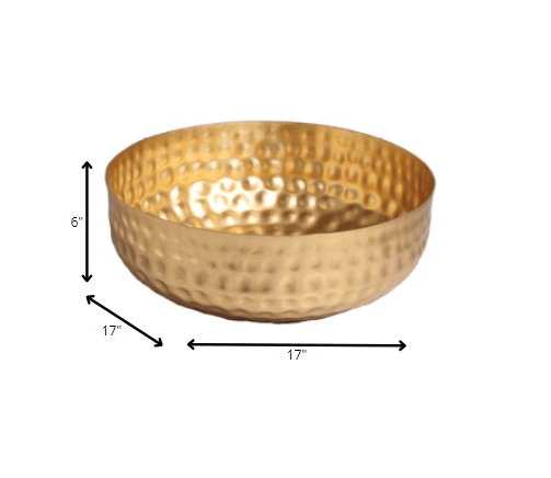 Gold Colored Round Hammered Bowl - AFS