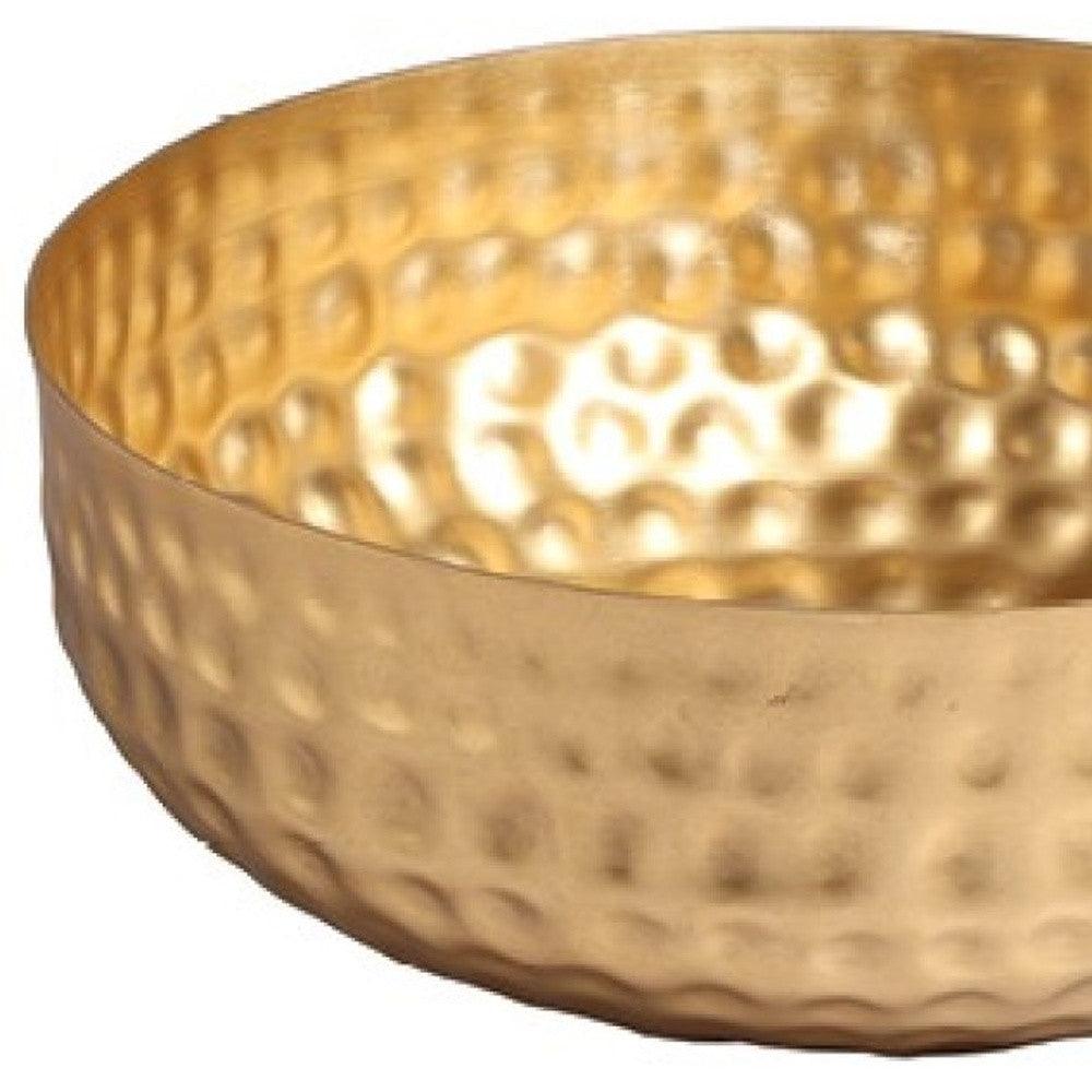 Gold Colored Round Hammered Bowl - AFS