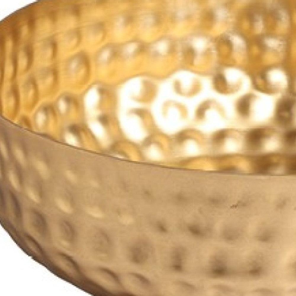 Gold Colored Round Hammered Bowl - AFS