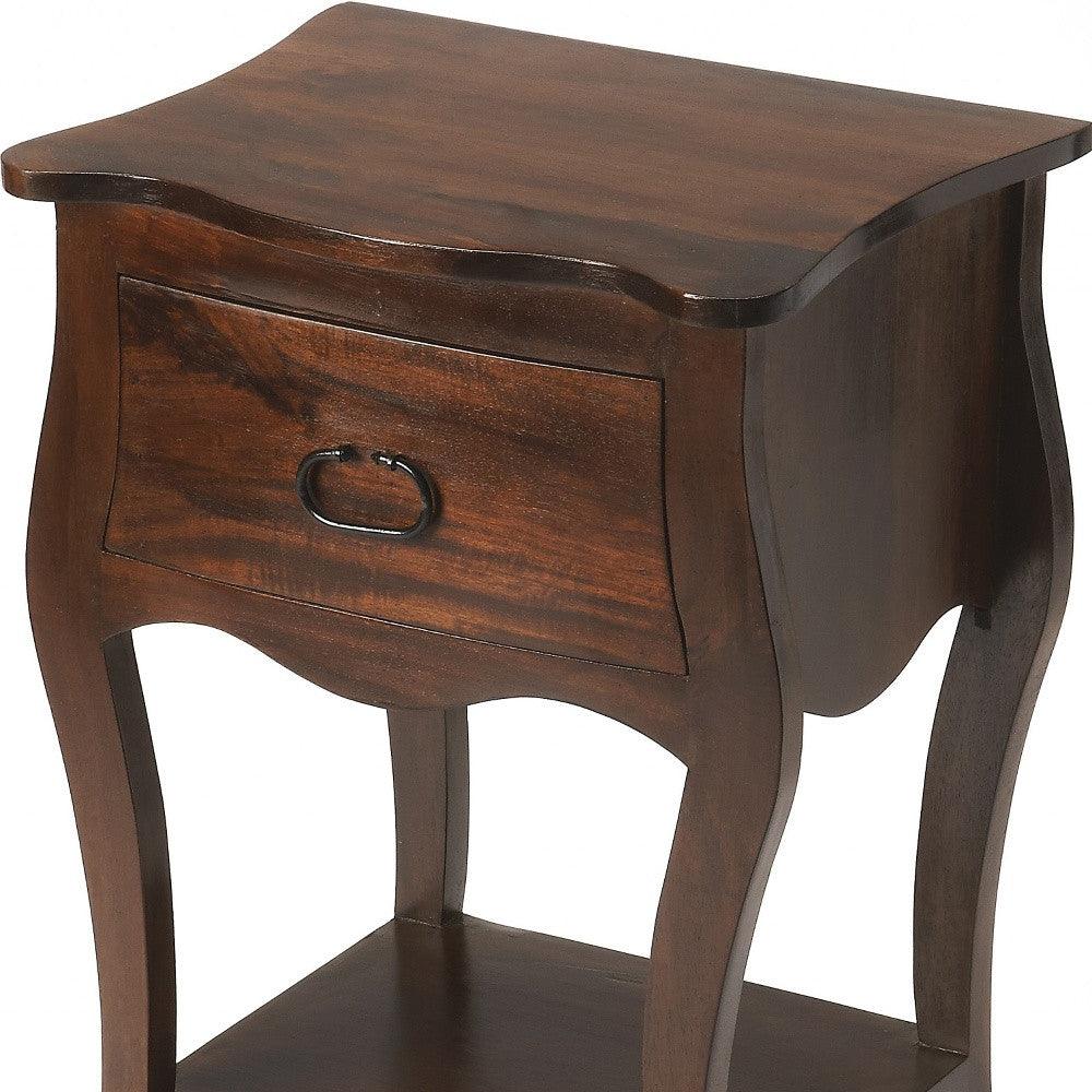 Brown Walnut Single Drawer Nightstand - AFS