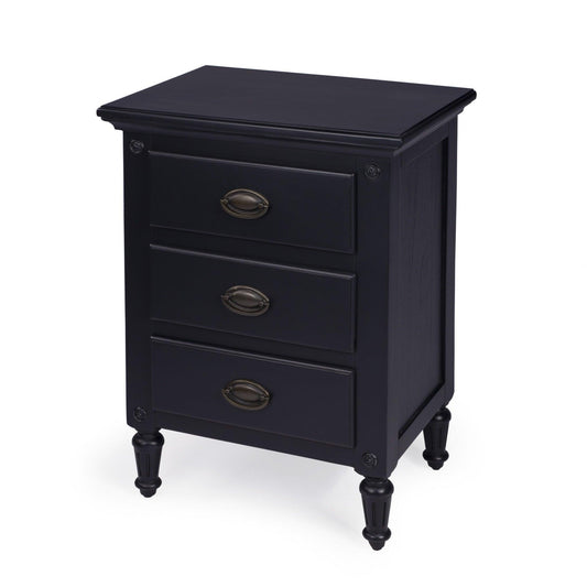 Classic Black 3 Drawer Nightstand - AFS