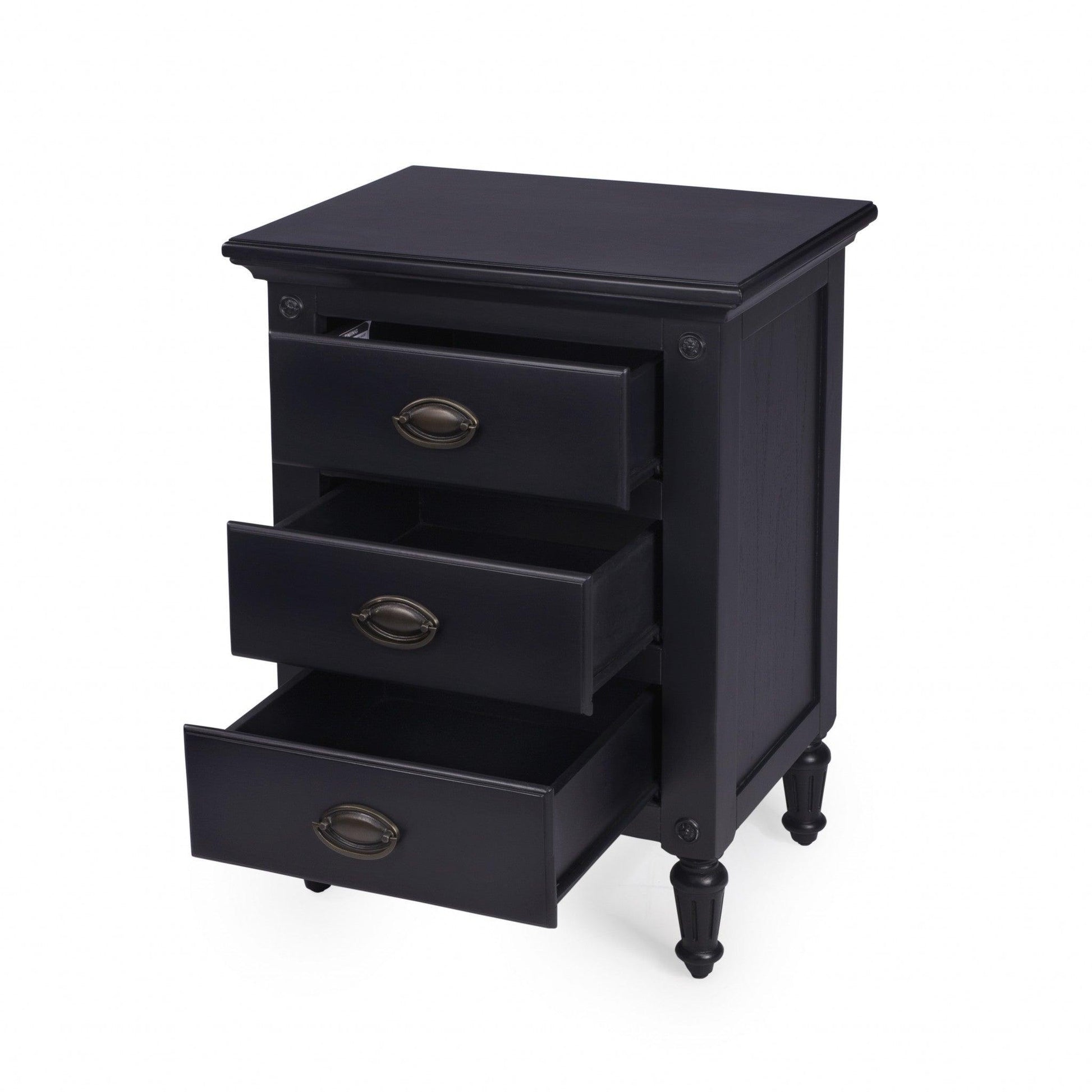 Classic Black 3 Drawer Nightstand - AFS