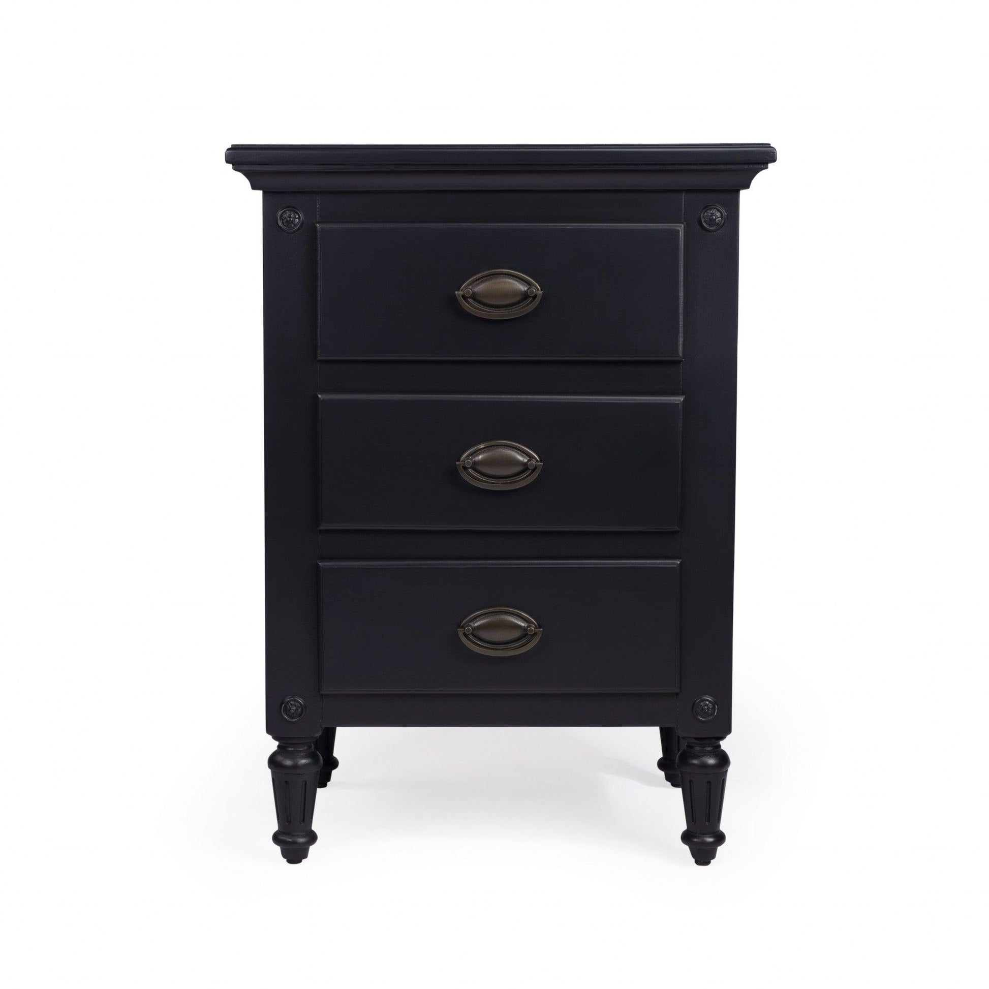 Classic Black 3 Drawer Nightstand - AFS