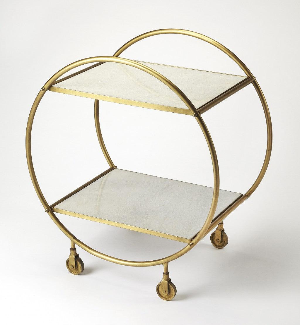 Modern Gold and White Marble Rolling Server - AFS