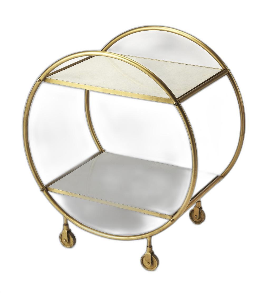 Modern Gold and White Marble Rolling Server - AFS