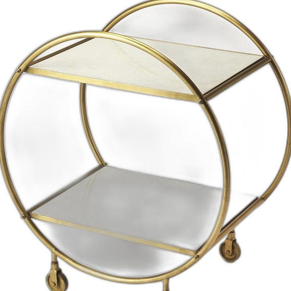 Modern Gold and White Marble Rolling Server - AFS