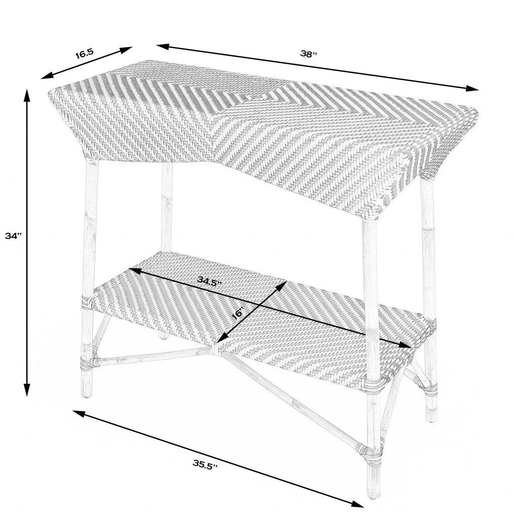 Brown and Beige Rattan Bar Cart - AFS