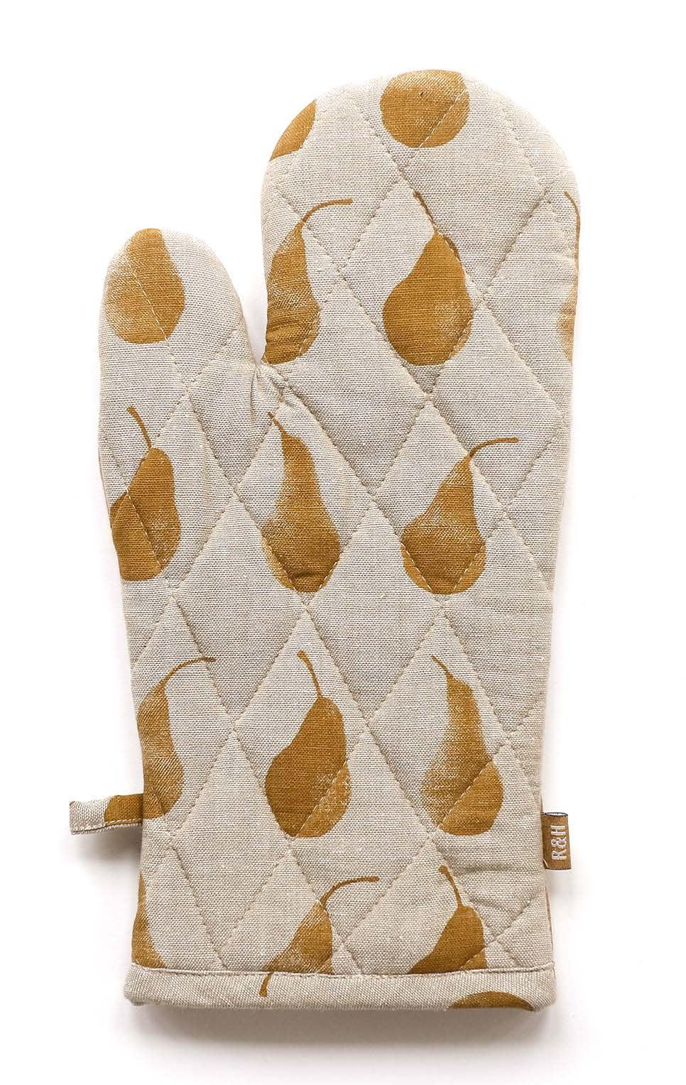 Set of Two Yellow Tea Towels with Matching Oven Gloves - AFS