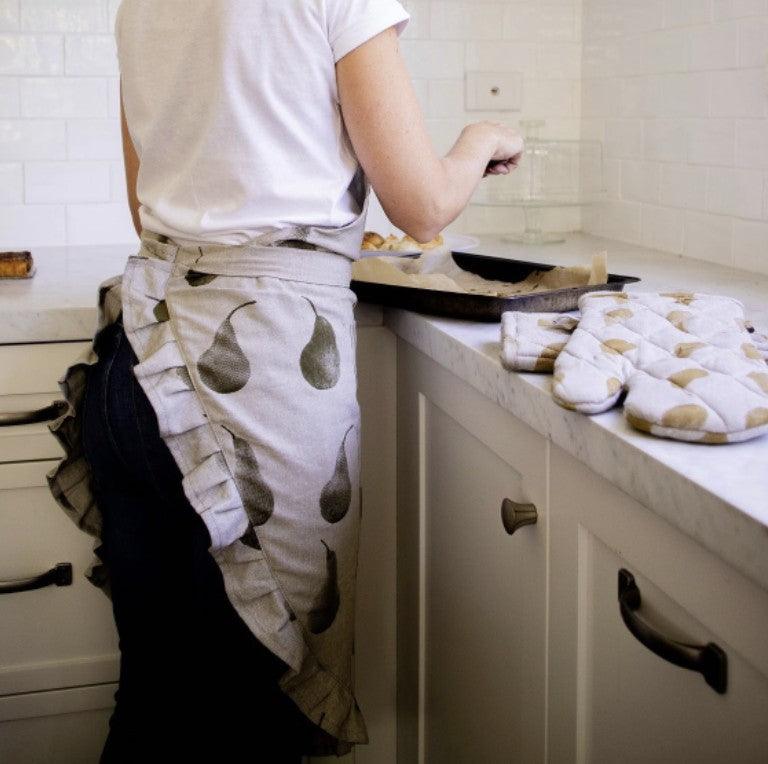 Set of Two Yellow Tea Towels with Matching Oven Gloves - AFS