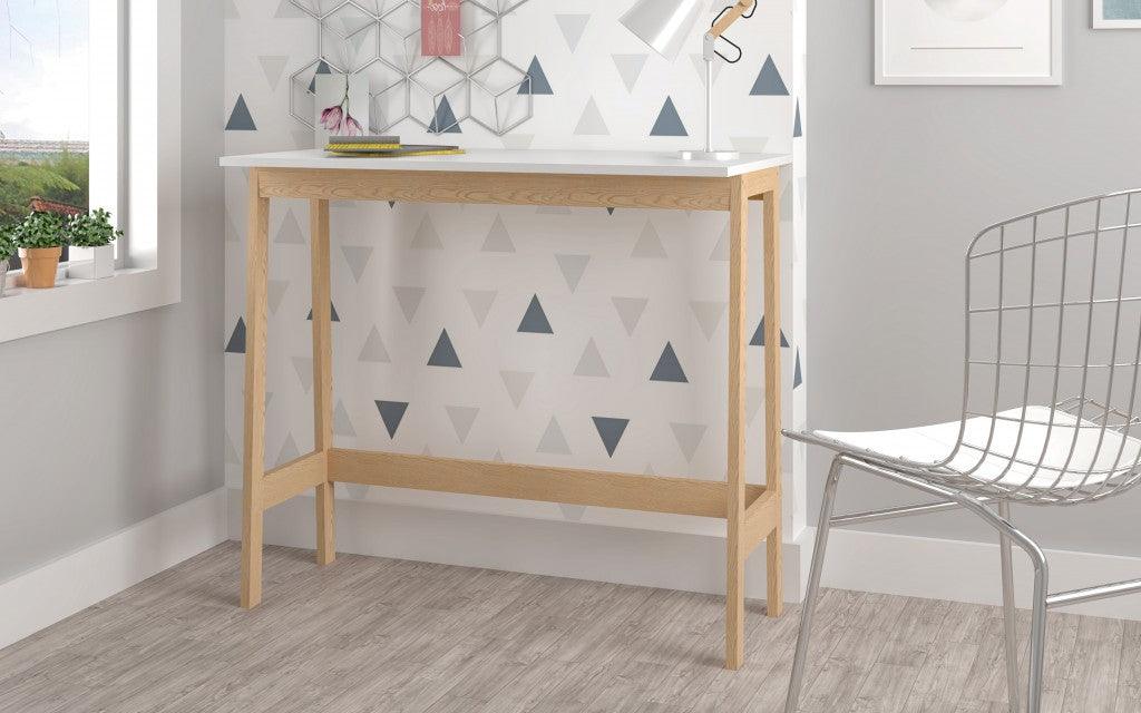 Modern Natural and White Narrow Table Desk - AFS