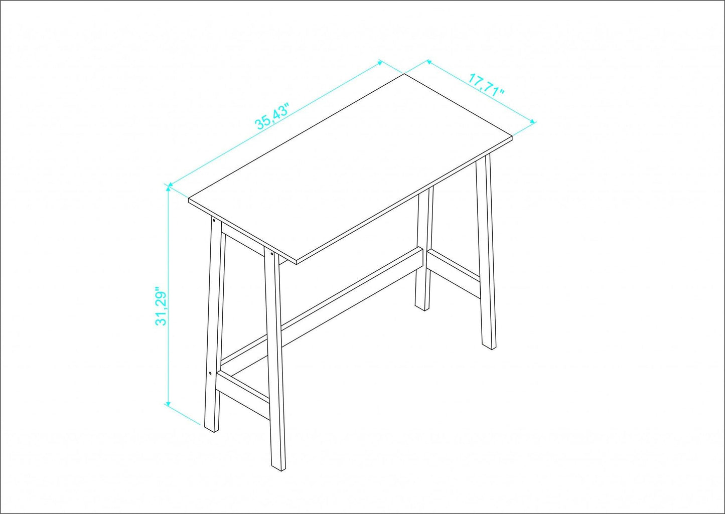 Modern Natural and White Narrow Table Desk - AFS