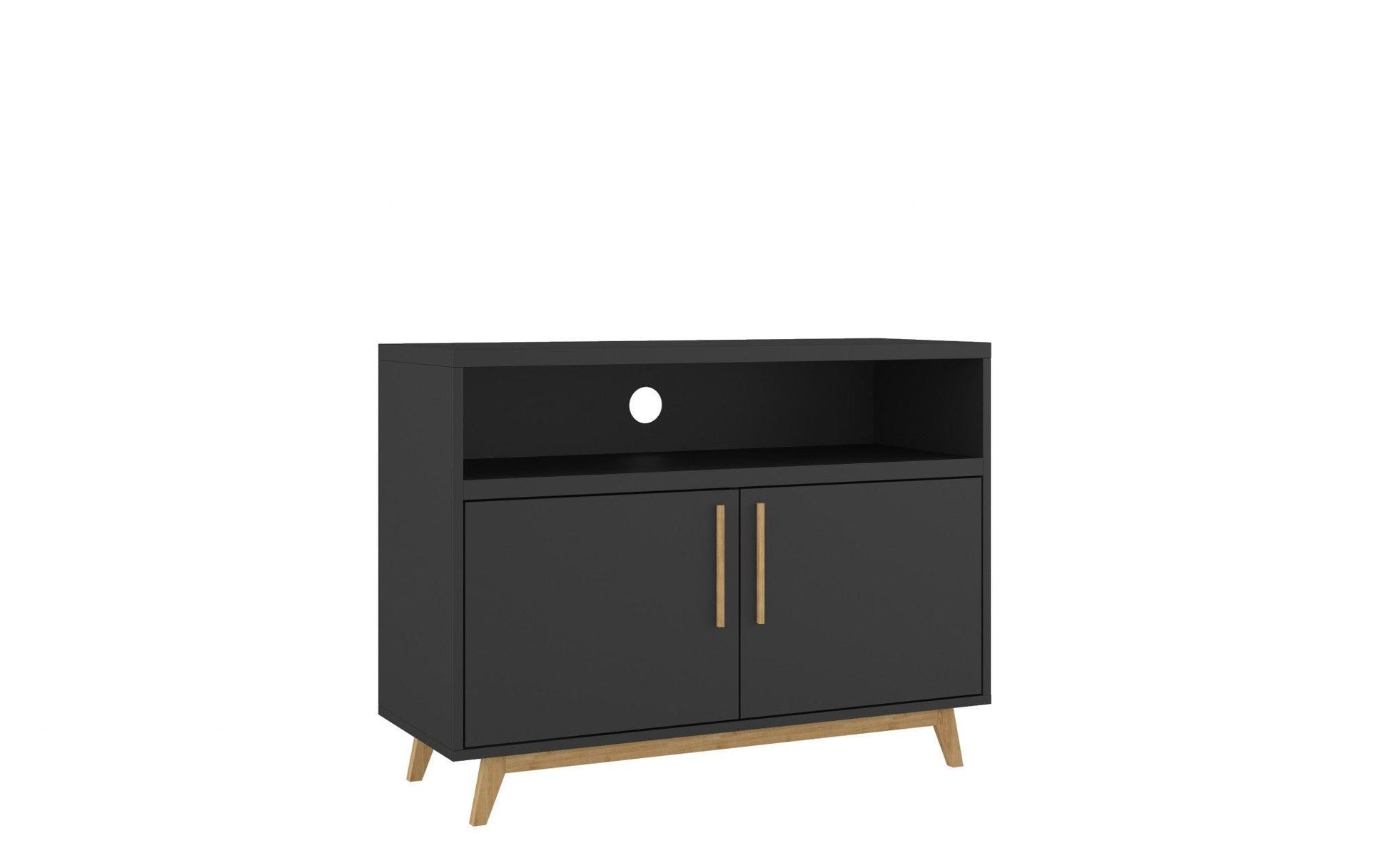 Modern Black and Natural Two Door Console Table - AFS