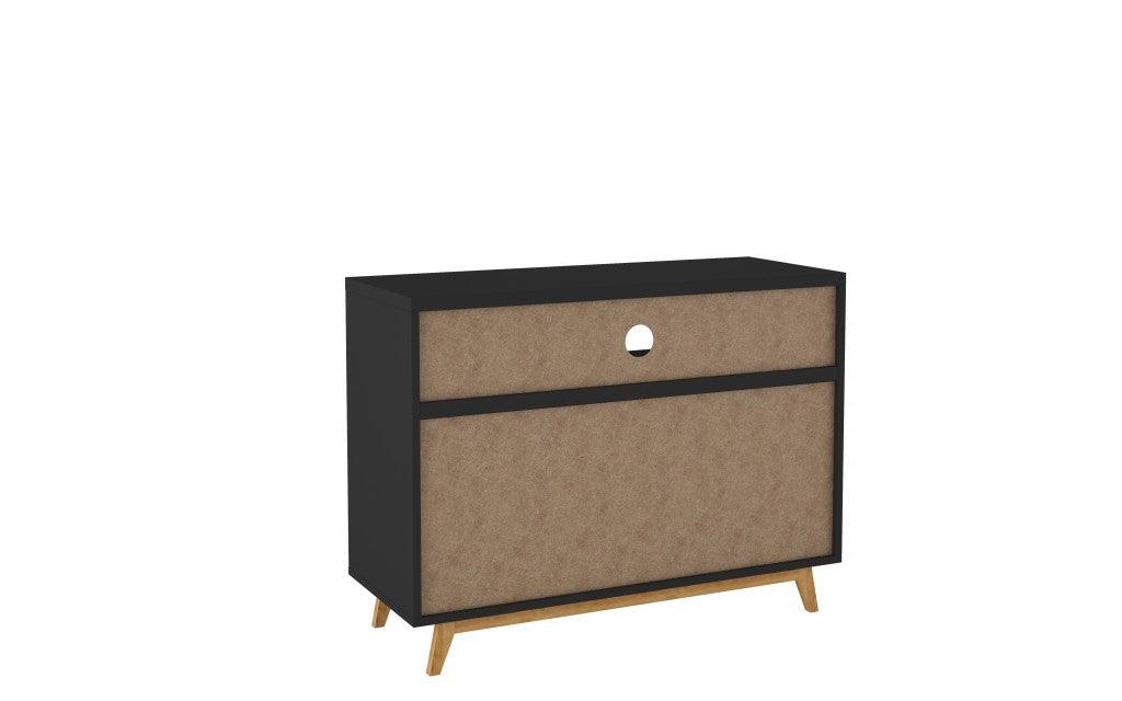 Modern Black and Natural Two Door Console Table - AFS