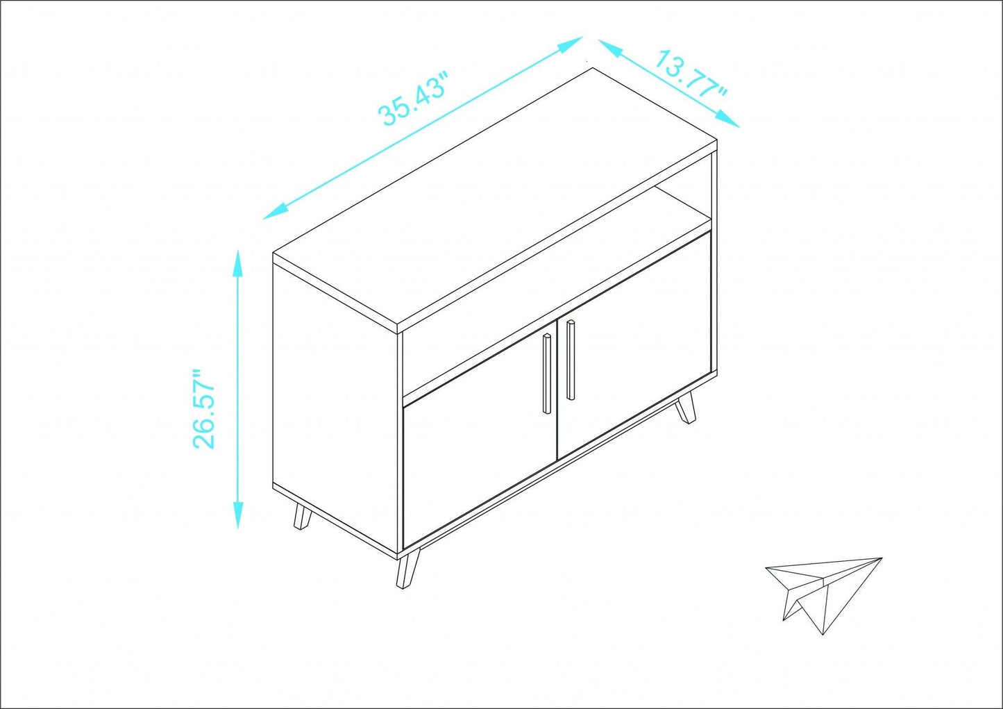 Modern Black and Natural Two Door Console Table - AFS