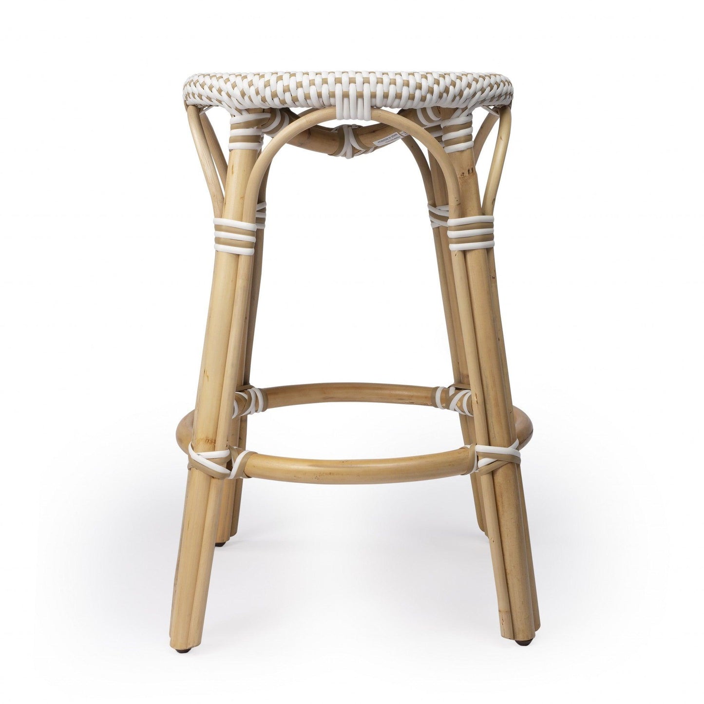 Beige and White Rattan Counter Stool - AFS