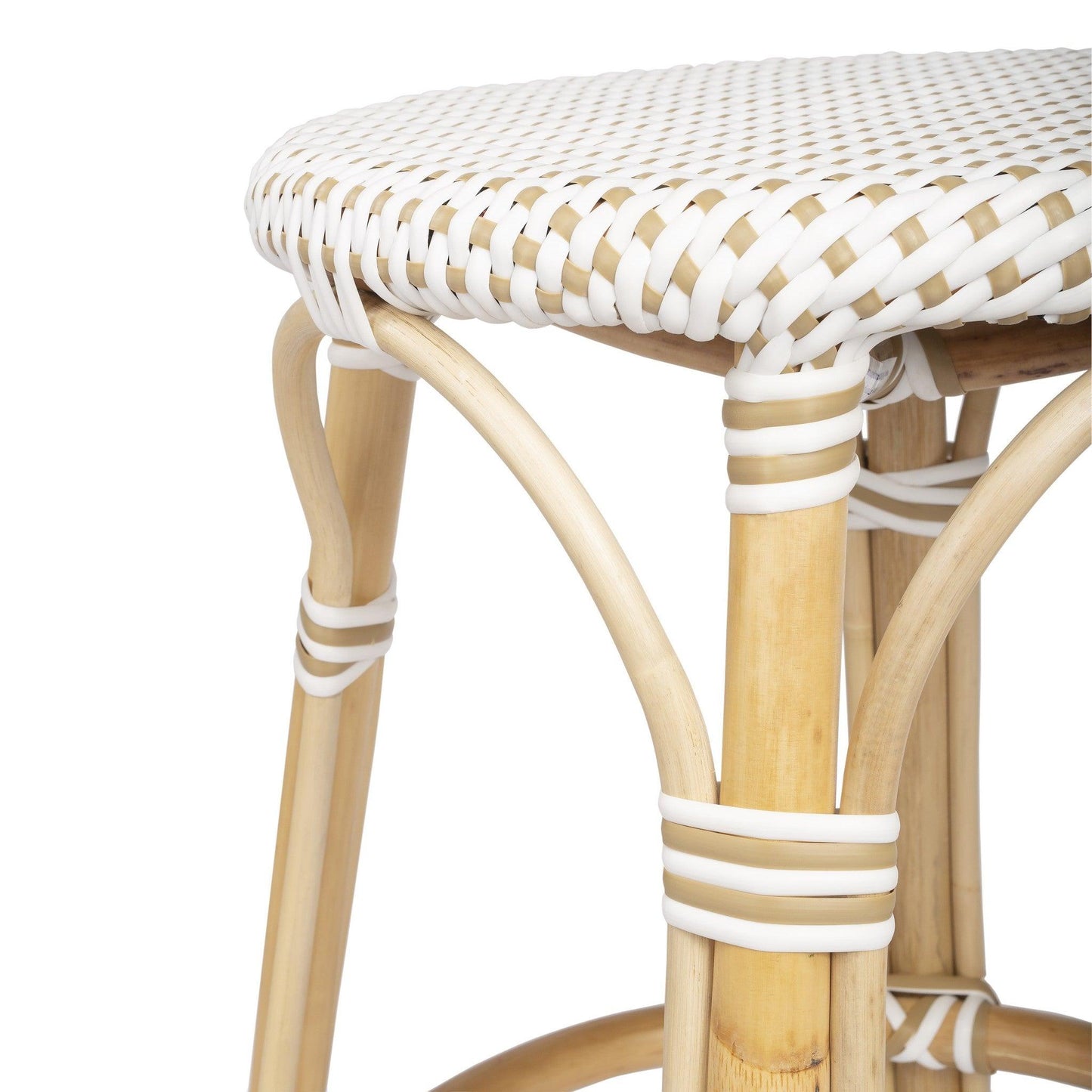 Beige and White Rattan Counter Stool - AFS