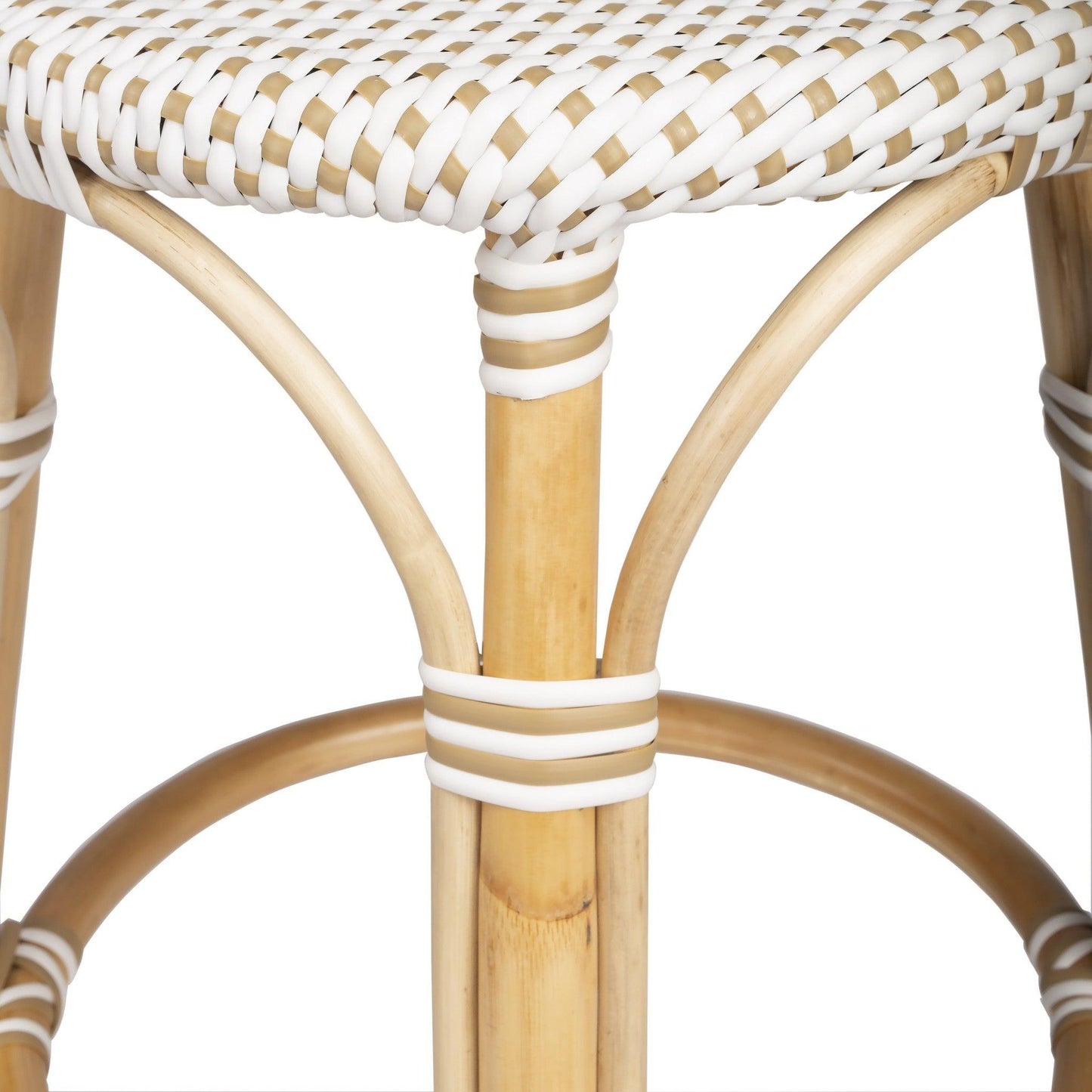 Beige and White Rattan Counter Stool - AFS