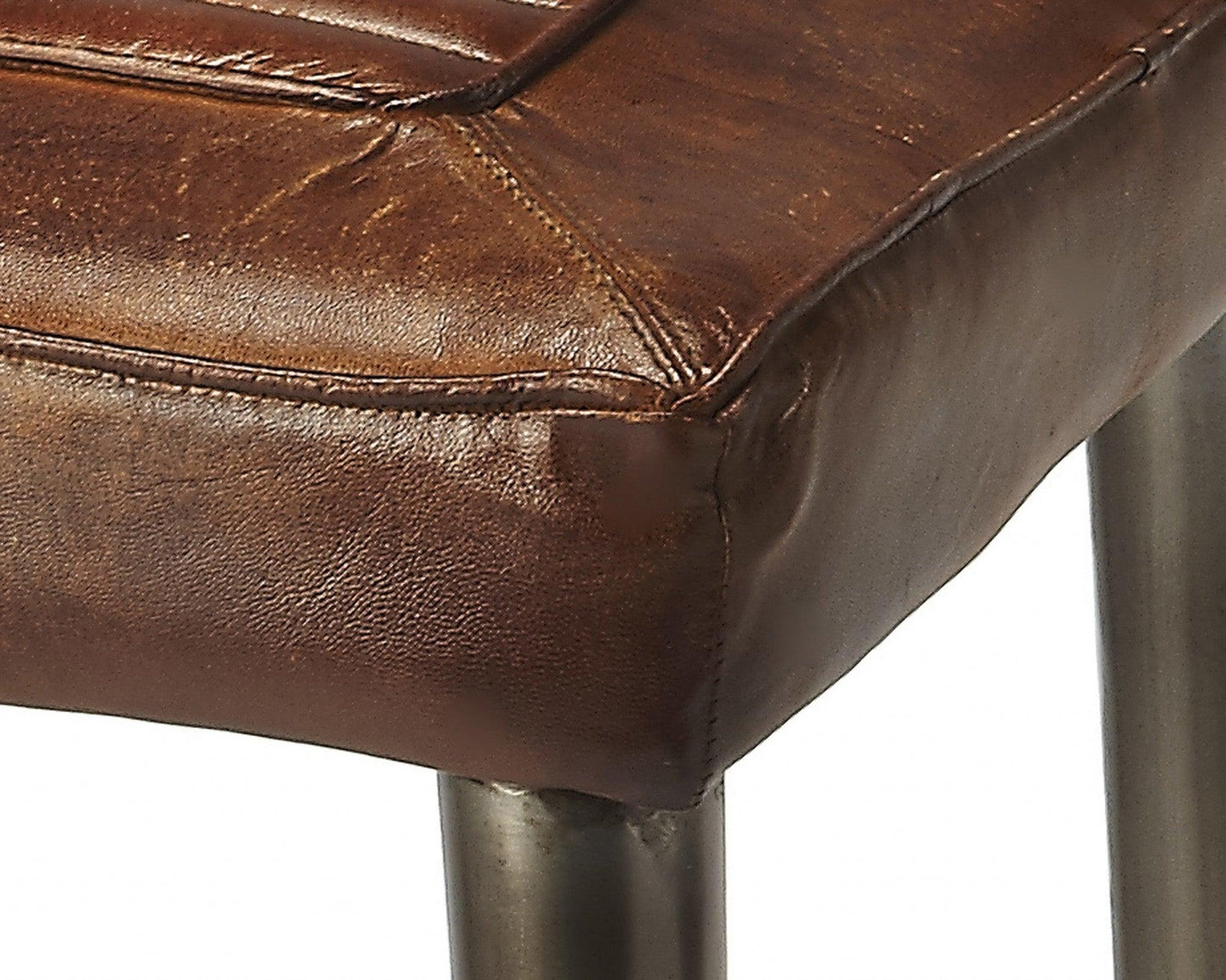 Brown Leather Bar Stool - AFS