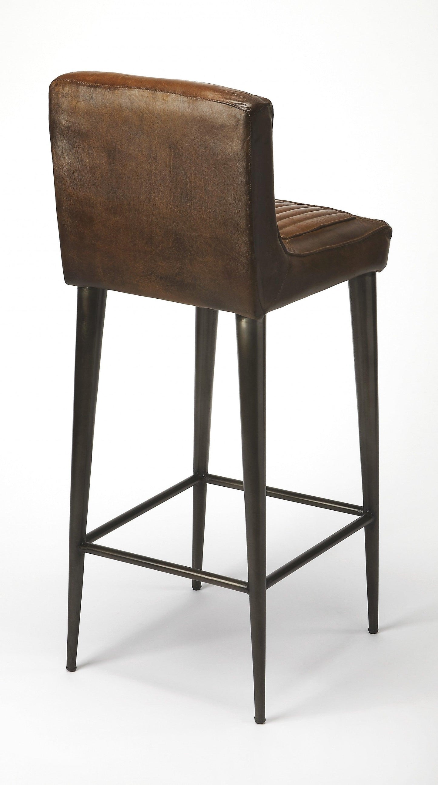 Dark Brown Leather Bar Stool - AFS