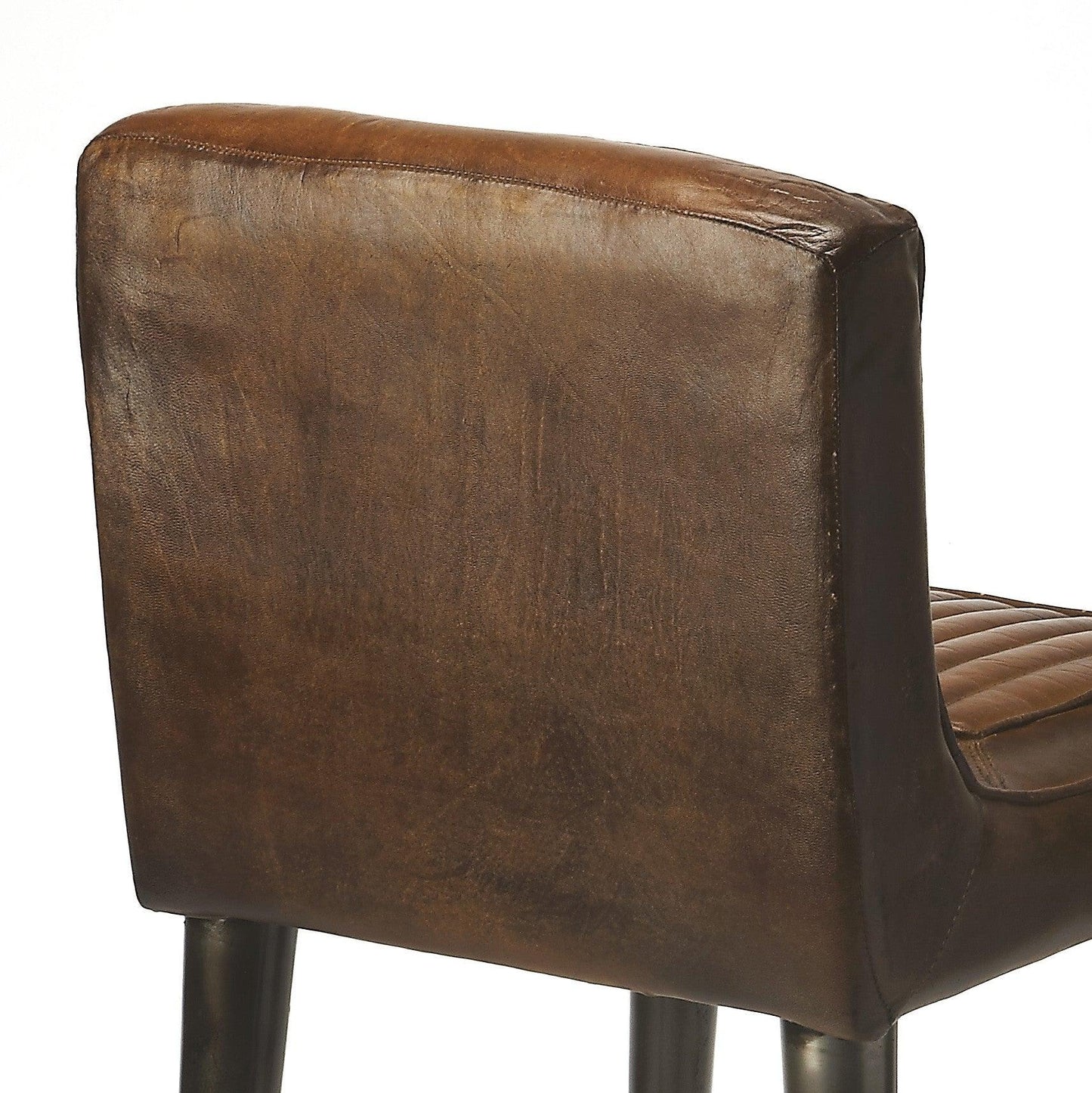 Dark Brown Leather Bar Stool - AFS