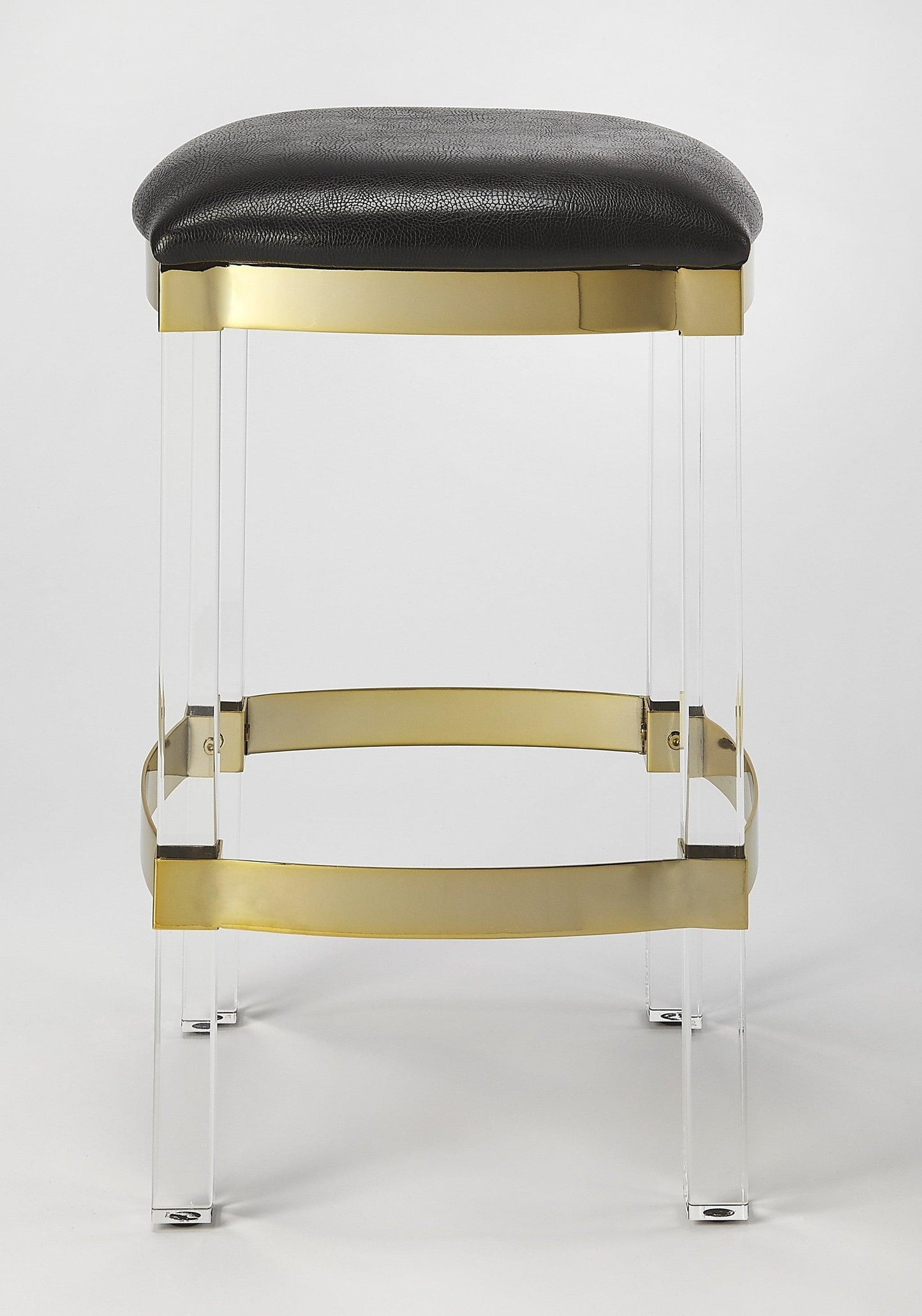 Acrylic and Black Leather Counter Stool - AFS