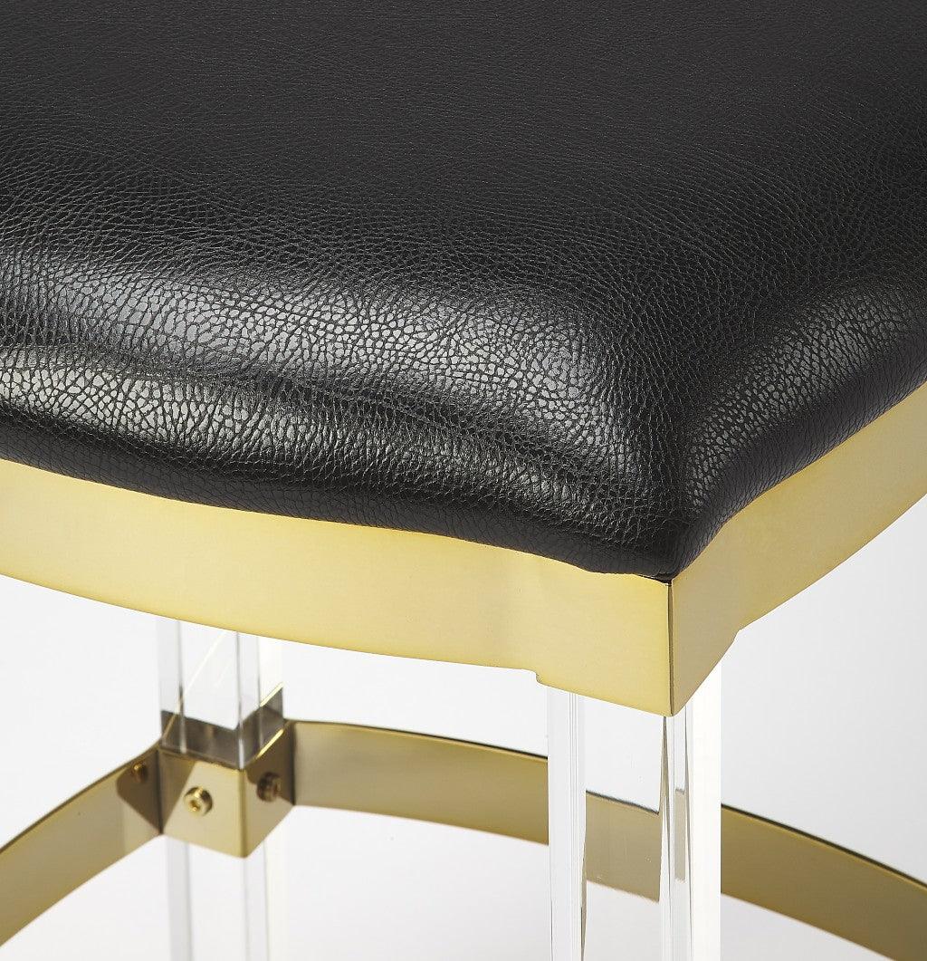 Acrylic and Black Leather Counter Stool - AFS