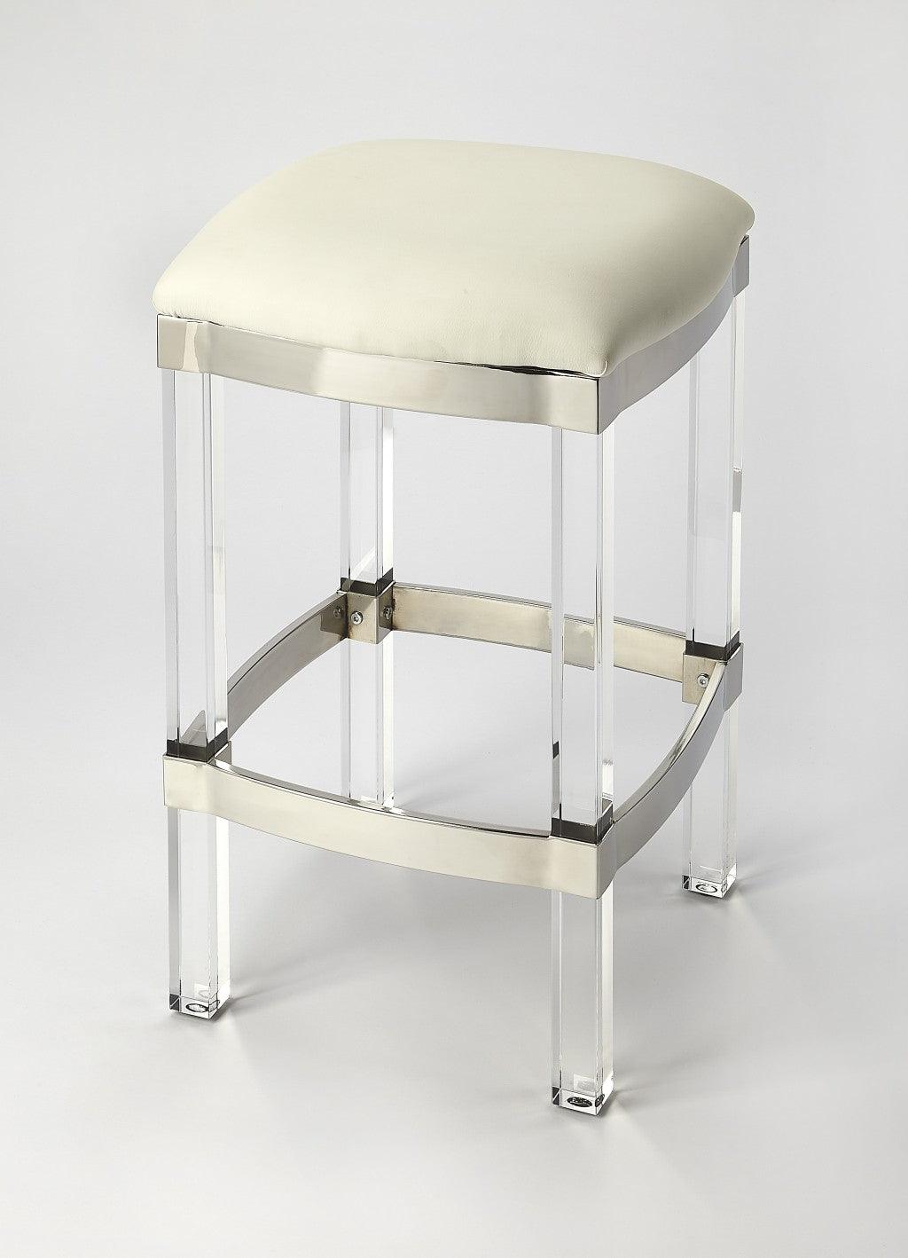 Acrylic and White Leather Counter Stool - AFS