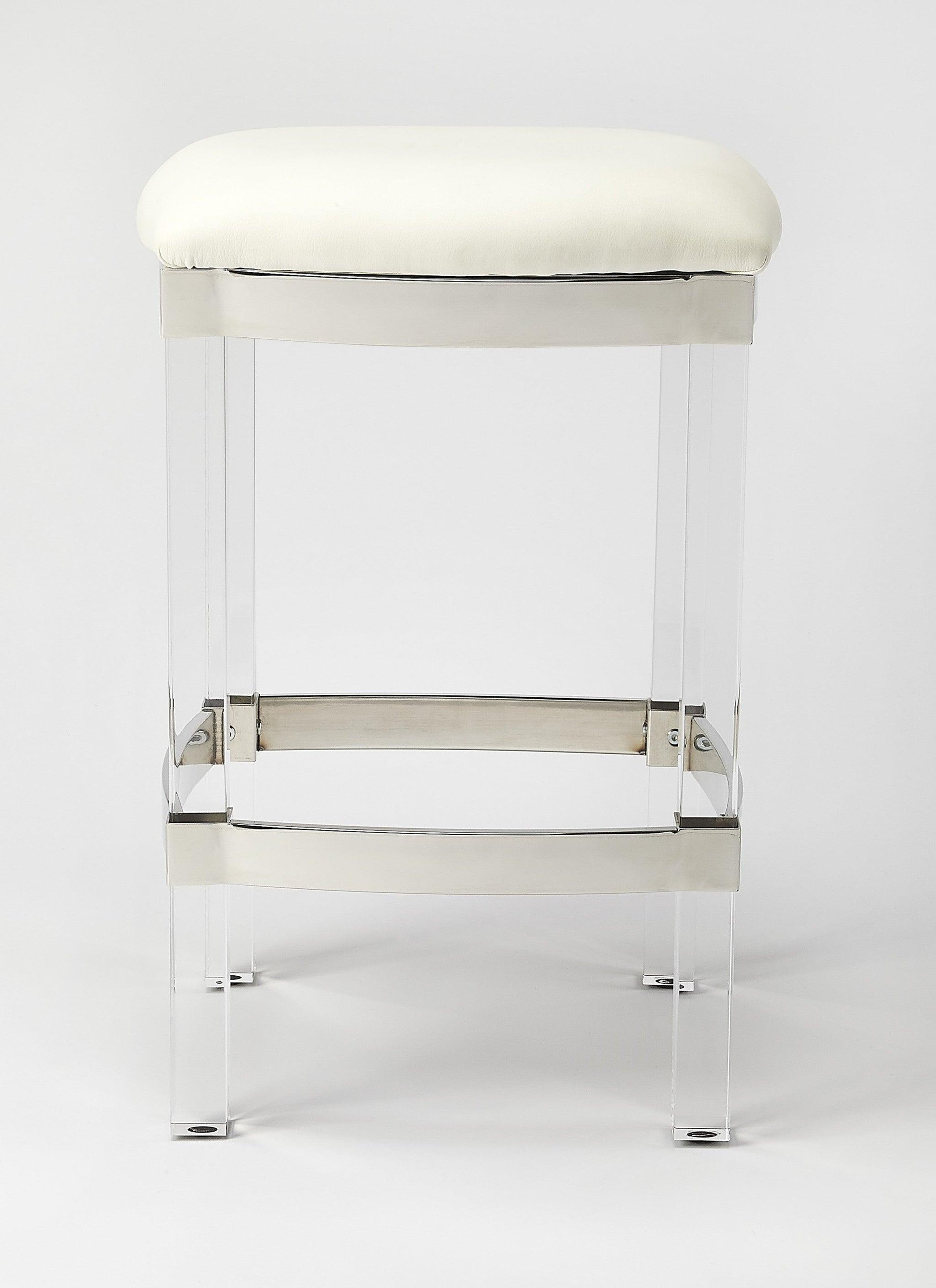 Acrylic and White Leather Counter Stool - AFS