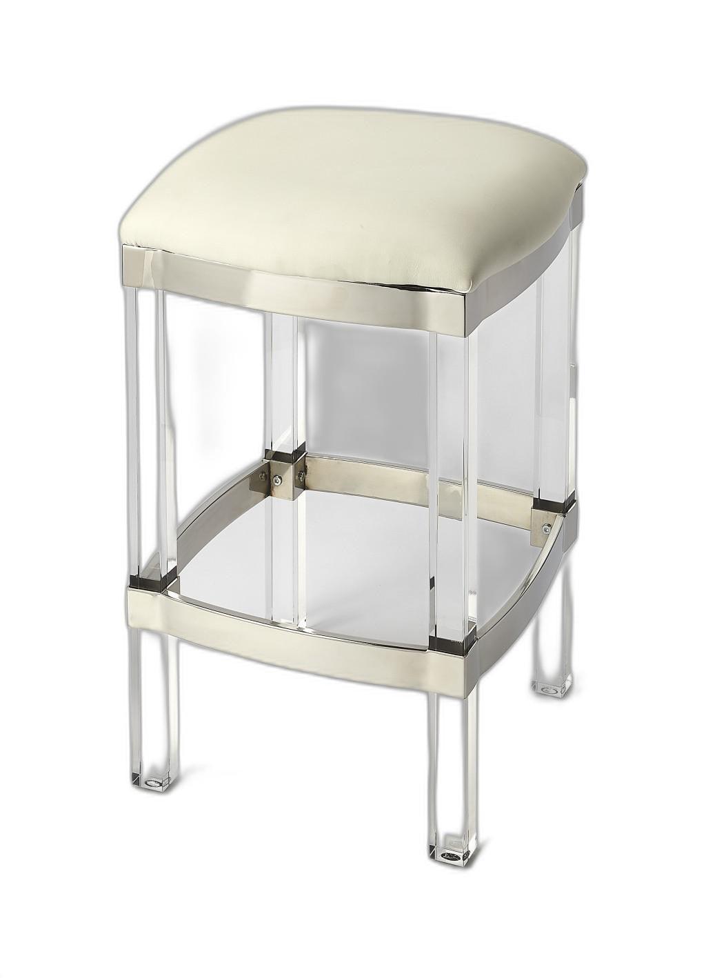 Acrylic and White Leather Counter Stool - AFS