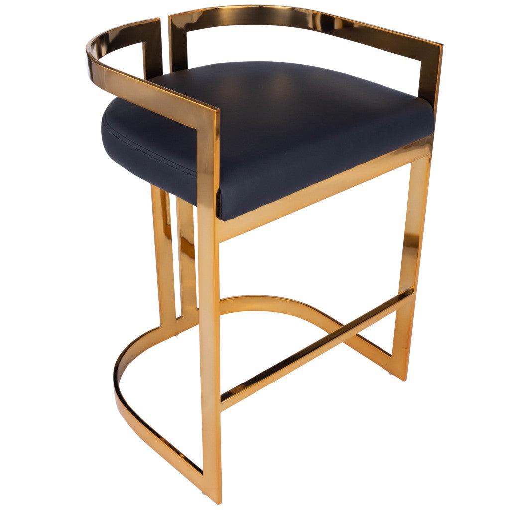 Gold and Black Faux Leather Counter Stool - AFS