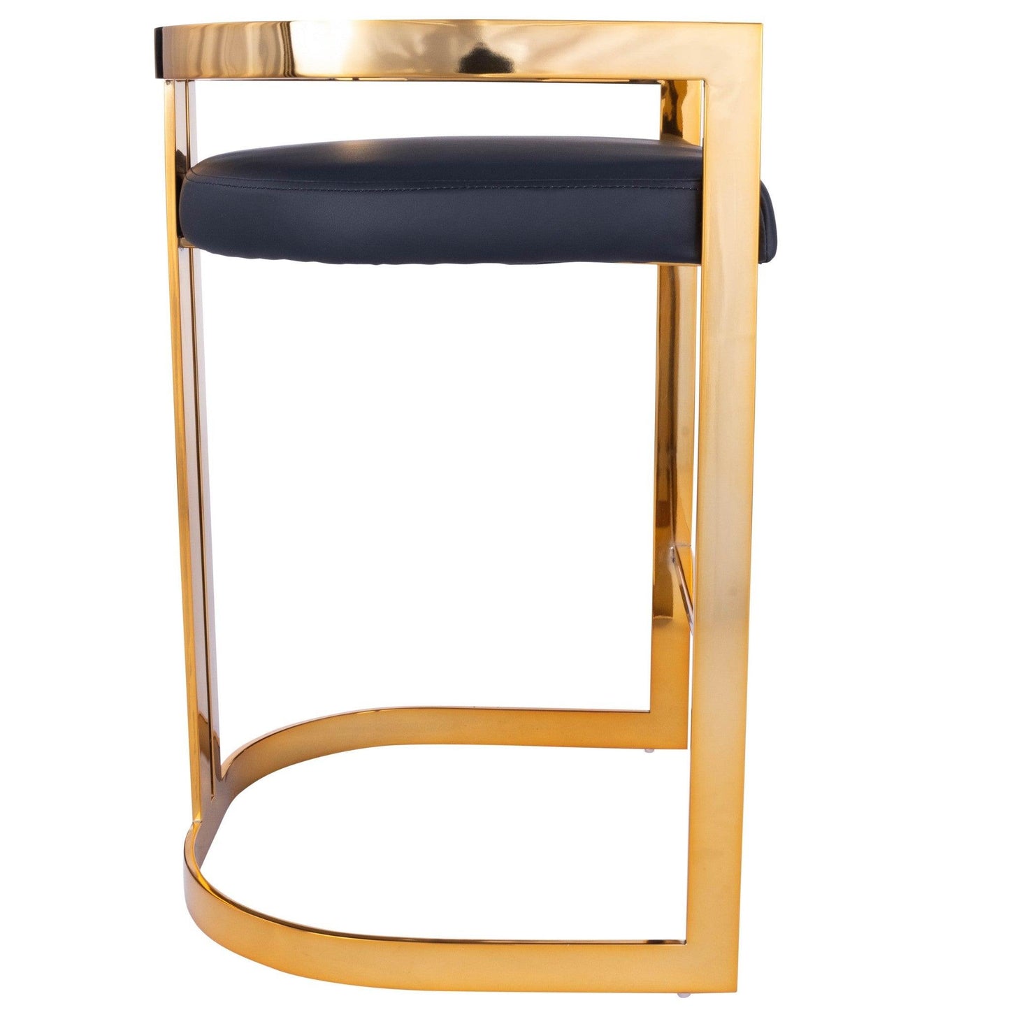 Gold and Black Faux Leather Counter Stool - AFS