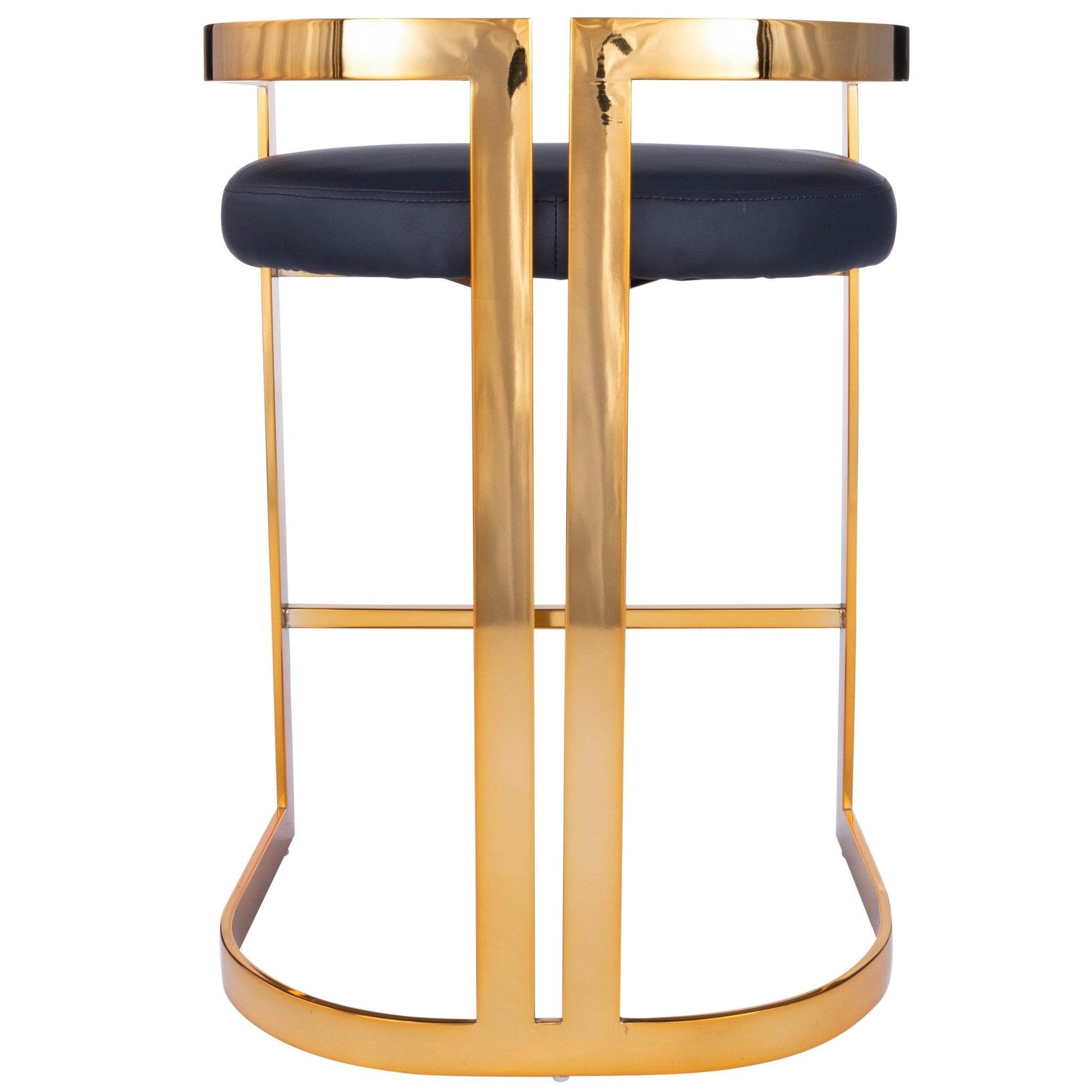 Gold and Black Faux Leather Counter Stool - AFS