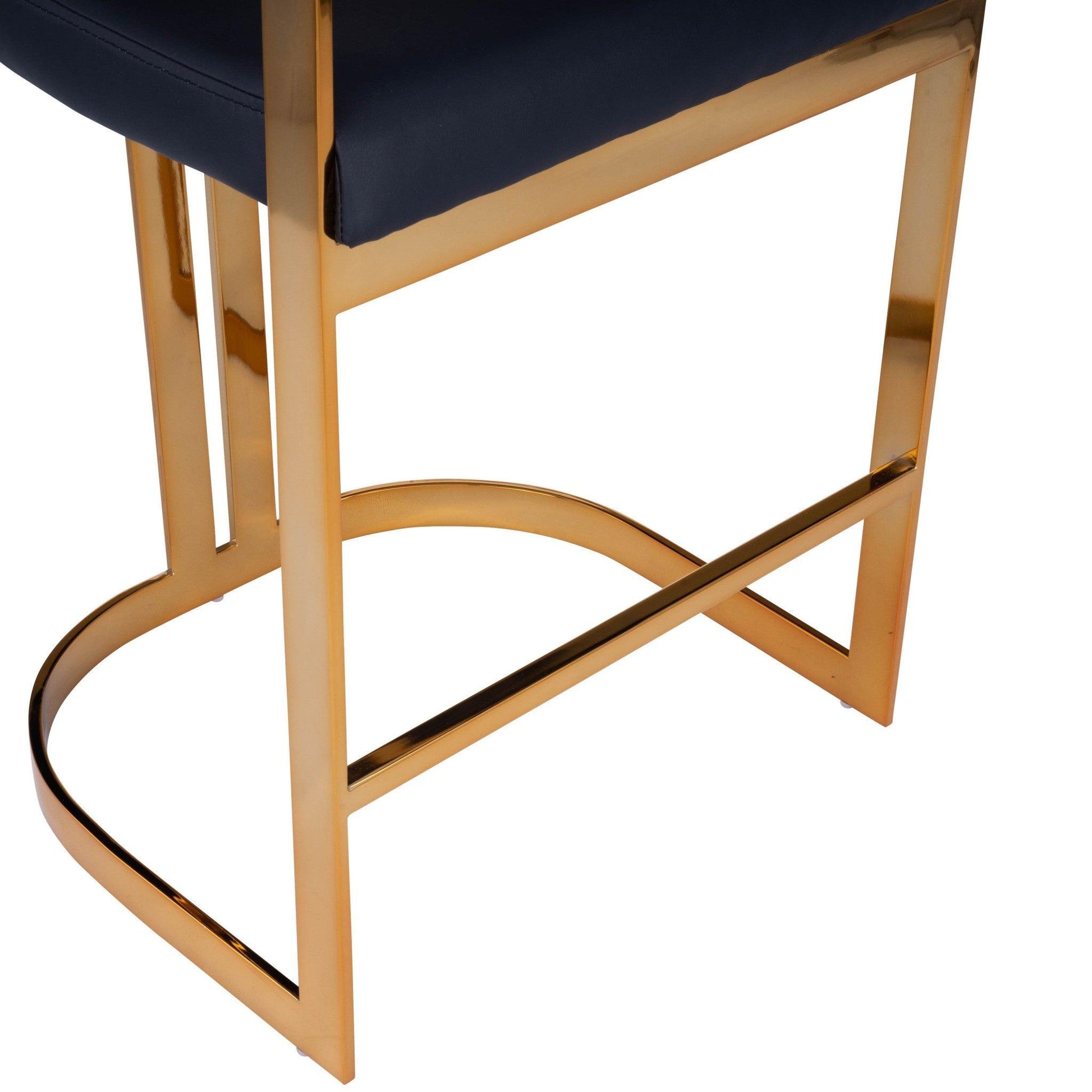 Gold and Black Faux Leather Counter Stool - AFS