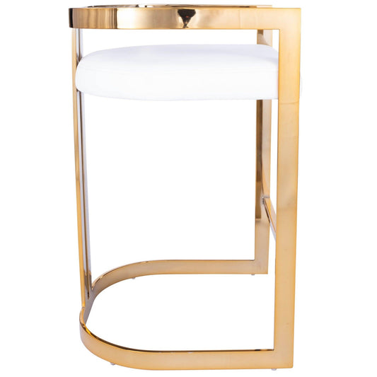 Gold and White Faux Leather Counter Stool - AFS