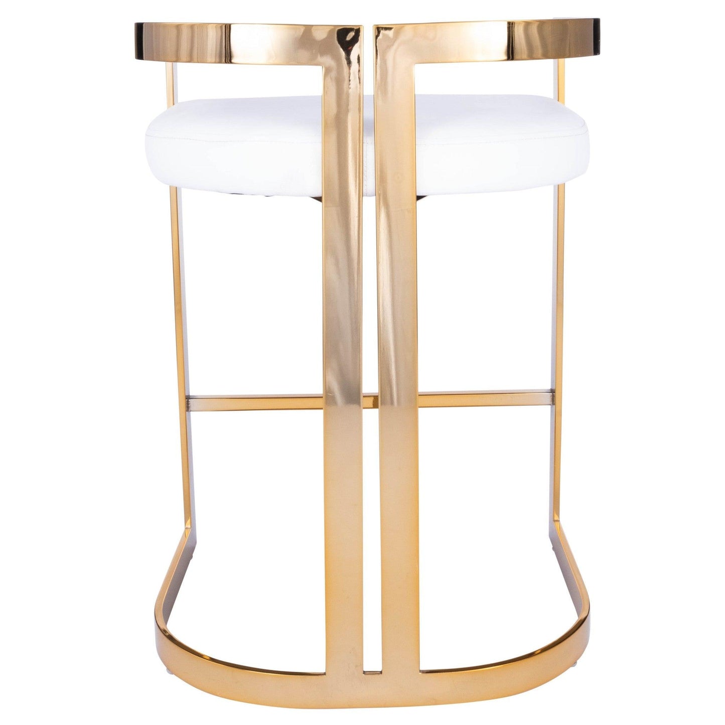 Gold and White Faux Leather Counter Stool - AFS