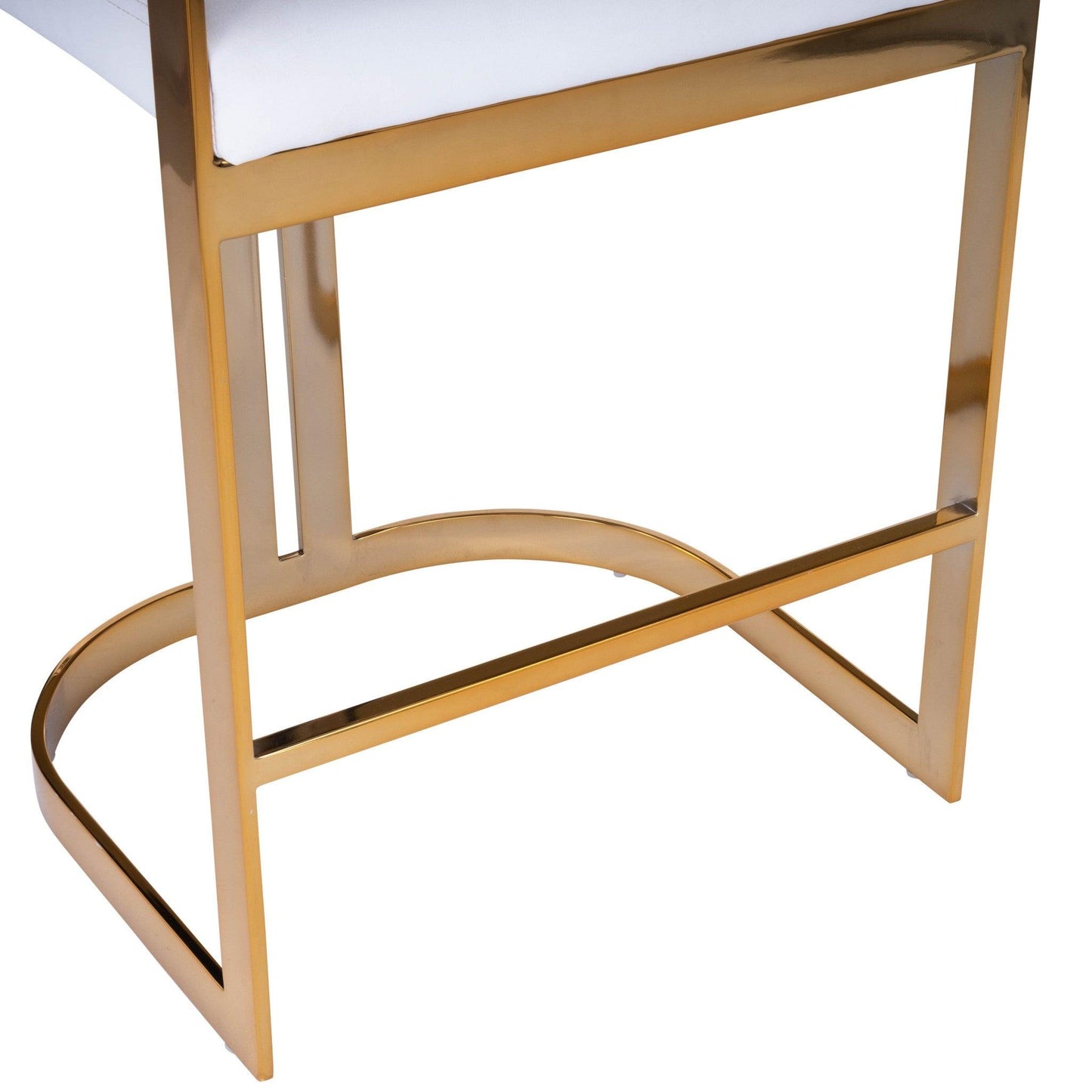 Gold and White Faux Leather Counter Stool - AFS